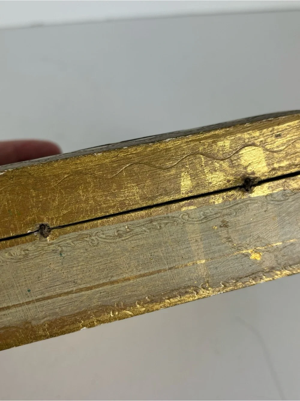 Vintage Italian Florentine Gold Gilded-Hinged Wooden Trinket Box-A Della Robbia